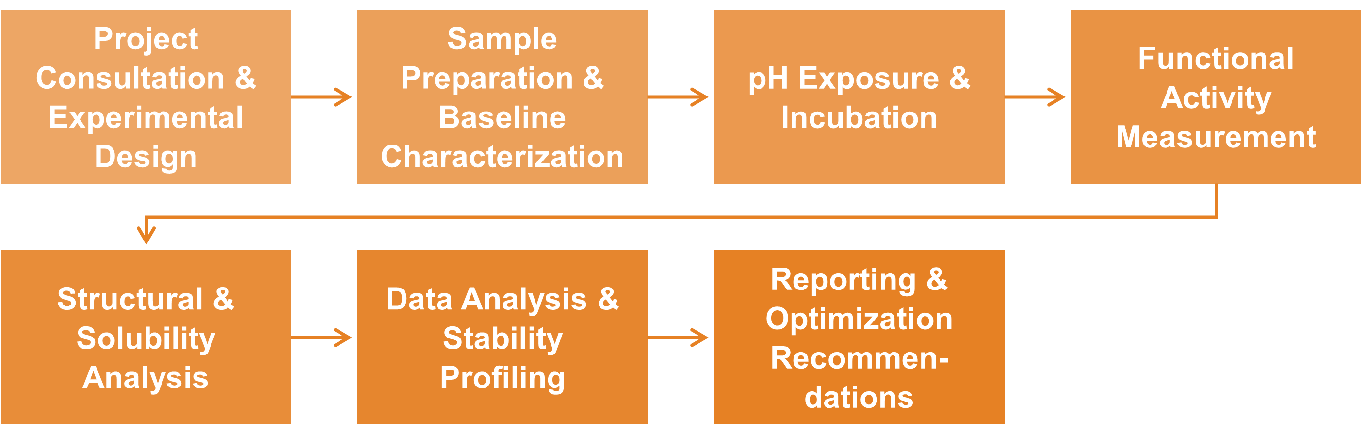 Workflow of pH stability profiling service
